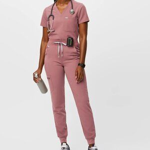 FIGS MAUVE SET High Waisted Zamora Jogger + 1 POCKET TOP LARGE